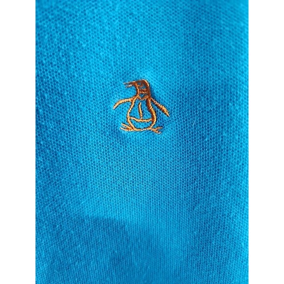 Penguin Munsingwear Polo Shirt Original  Men L Blue & Salmon Sleeve Trim TWO VGC - Picture 5 of 8